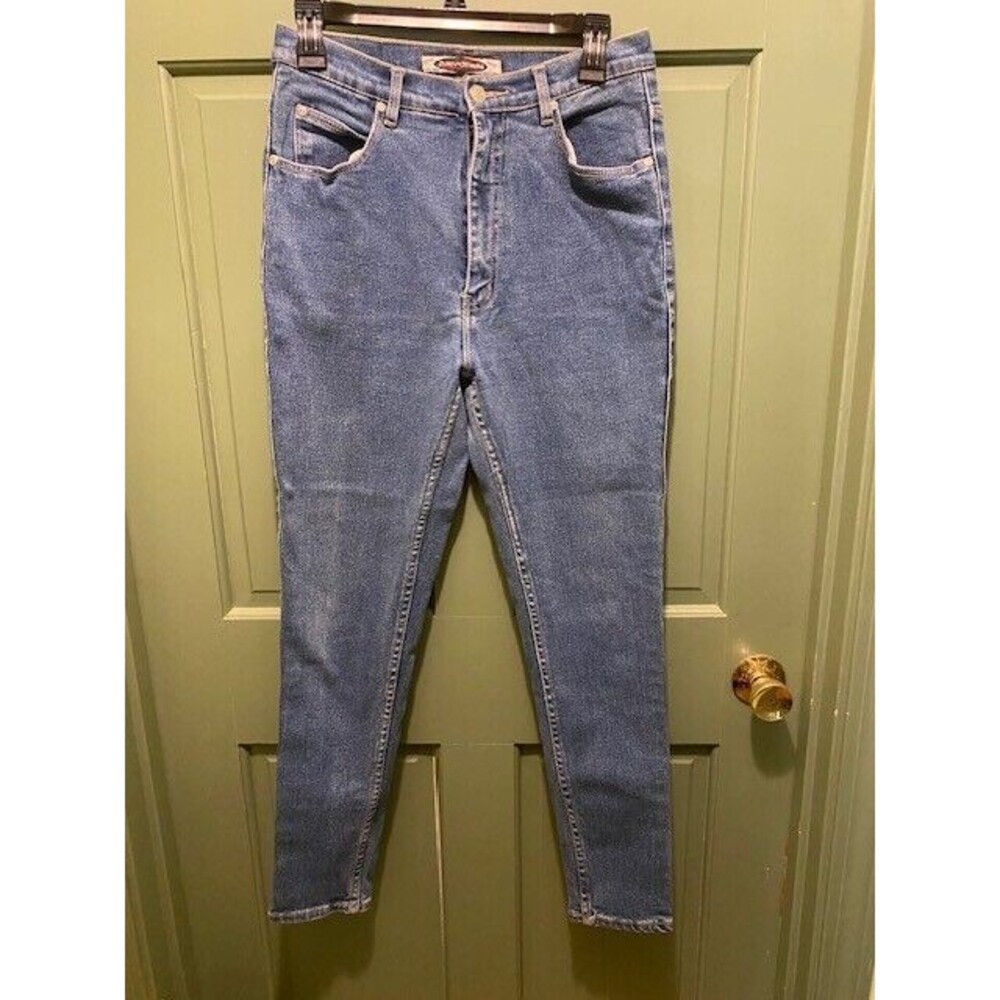 Daily Jeans 80's Vintage Womens Blue High Waisted Skinny Denim Jeans Size 13/14